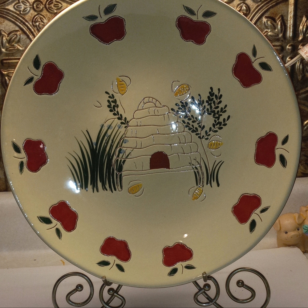 Vintage Carol Endres "Pure Art" Beehive Redware Pottery XL Serving Plate/Bowl